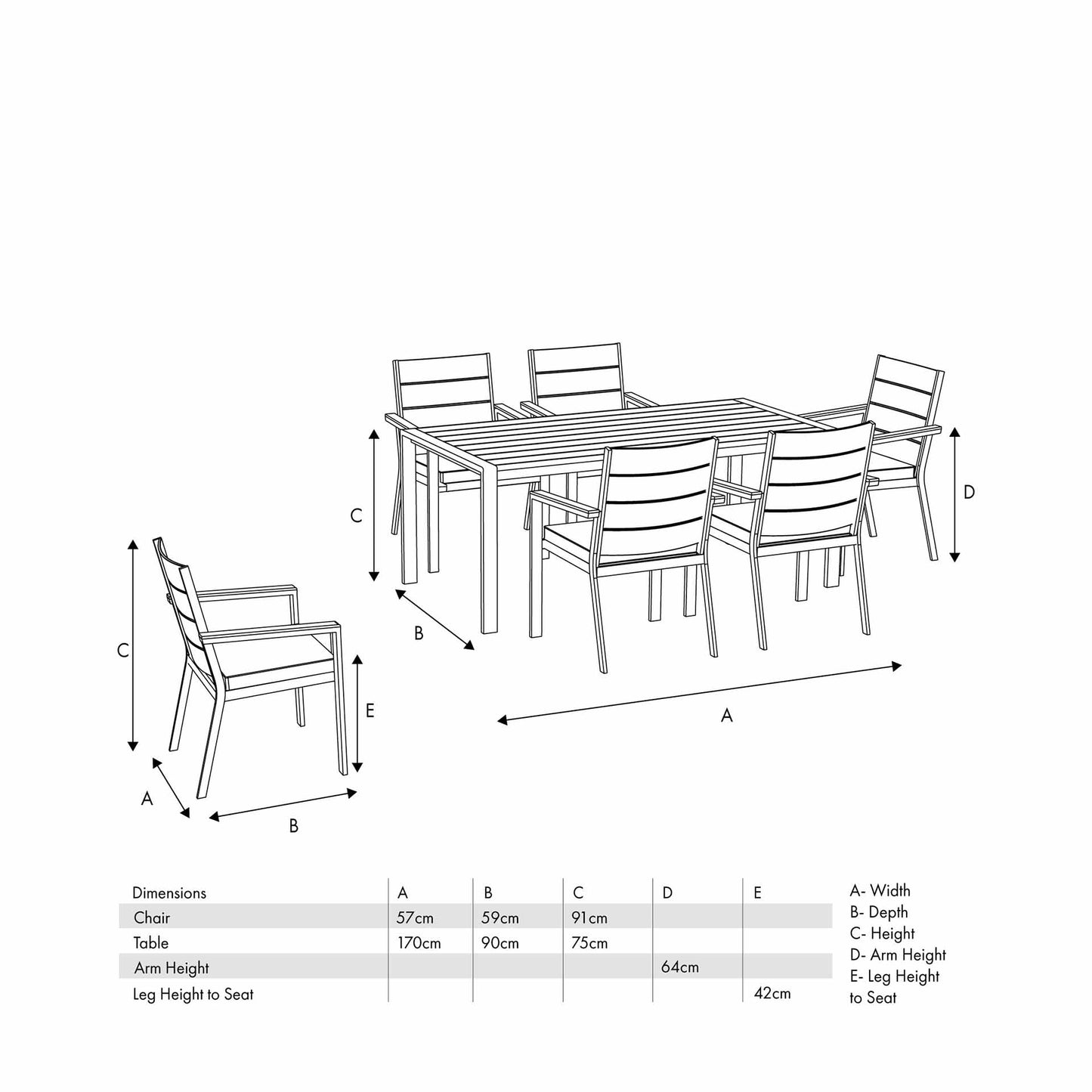 Aruba Dining Set (6 Seater)