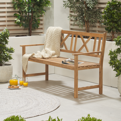 Cambridge Light Teak Outdoor 3 Seater Acacia Wood Bench