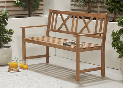 Cambridge Light Teak Outdoor 3 Seater Acacia Wood Bench