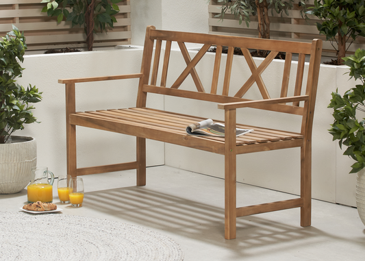 Cambridge Light Teak Outdoor 3 Seater Acacia Wood Bench