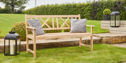 Cambridge Light Teak Outdoor 3 Seater Acacia Wood Bench