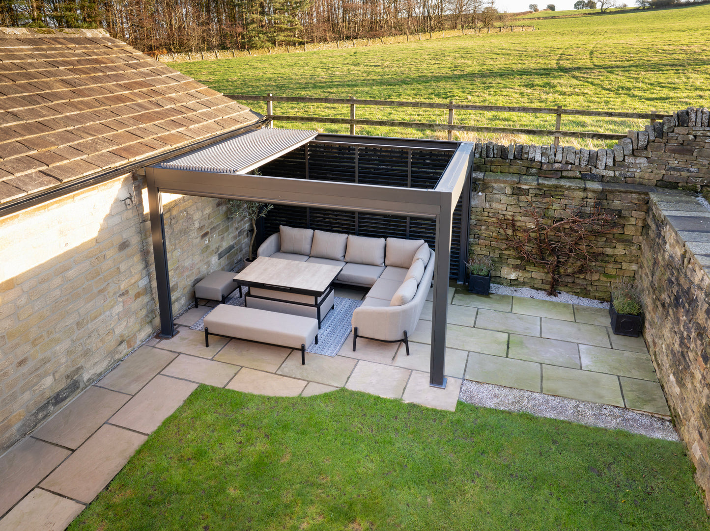 Abierto Full-Electric Pergola 3 × 4 m – Includes LED Lighting, Electric Blinds, Delivery & Installation