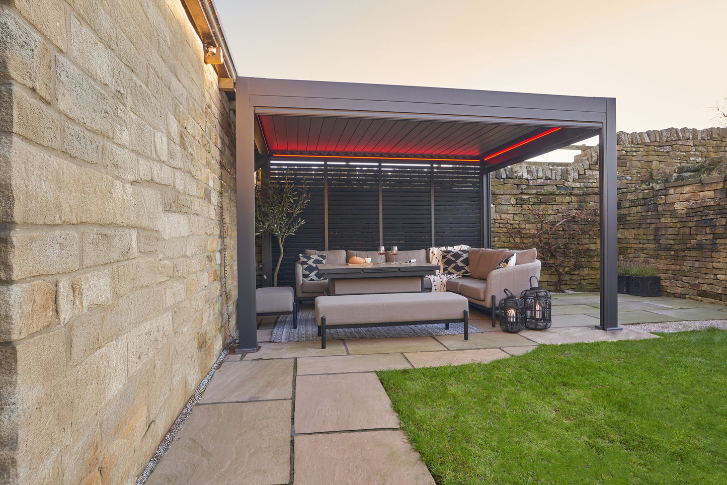 Abierto Full-Electric Pergola 3 × 4 m – Includes LED Lighting, Electric Blinds, Delivery & Installation