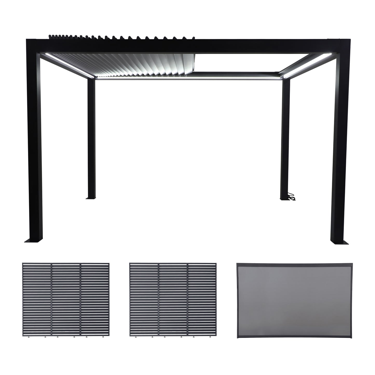 Abierto Full-Electric Pergola 3 × 4 m – Includes LED Lighting, Electric Blinds, Delivery & Installation