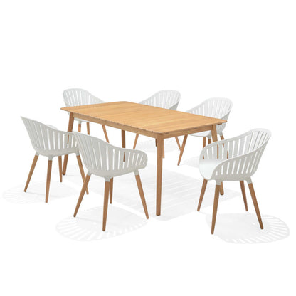 Nassau Social Plastic® Rectangular Dining Table Set (6 Carver Chair)