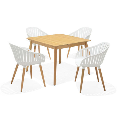 Nassau Social Plastic® Square Dining Table Set (4 Carver Chair)