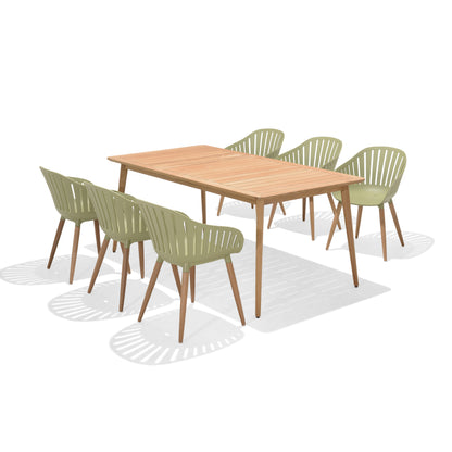 Nassau Social Plastic® Rectangular Dining Table Set (6 Carver Chair)