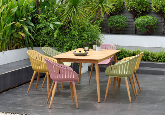Nassau Social Plastic® Rectangular Dining Table Set (6 Carver Chair)