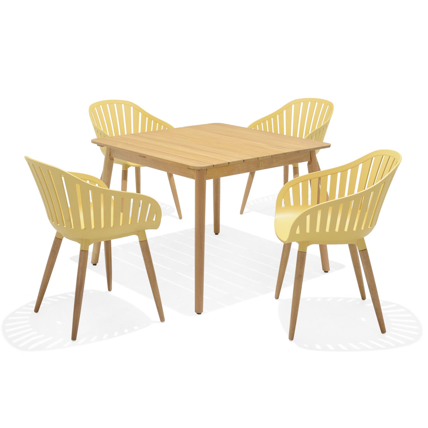 Nassau Social Plastic® Square Dining Table Set (4 Carver Chair)