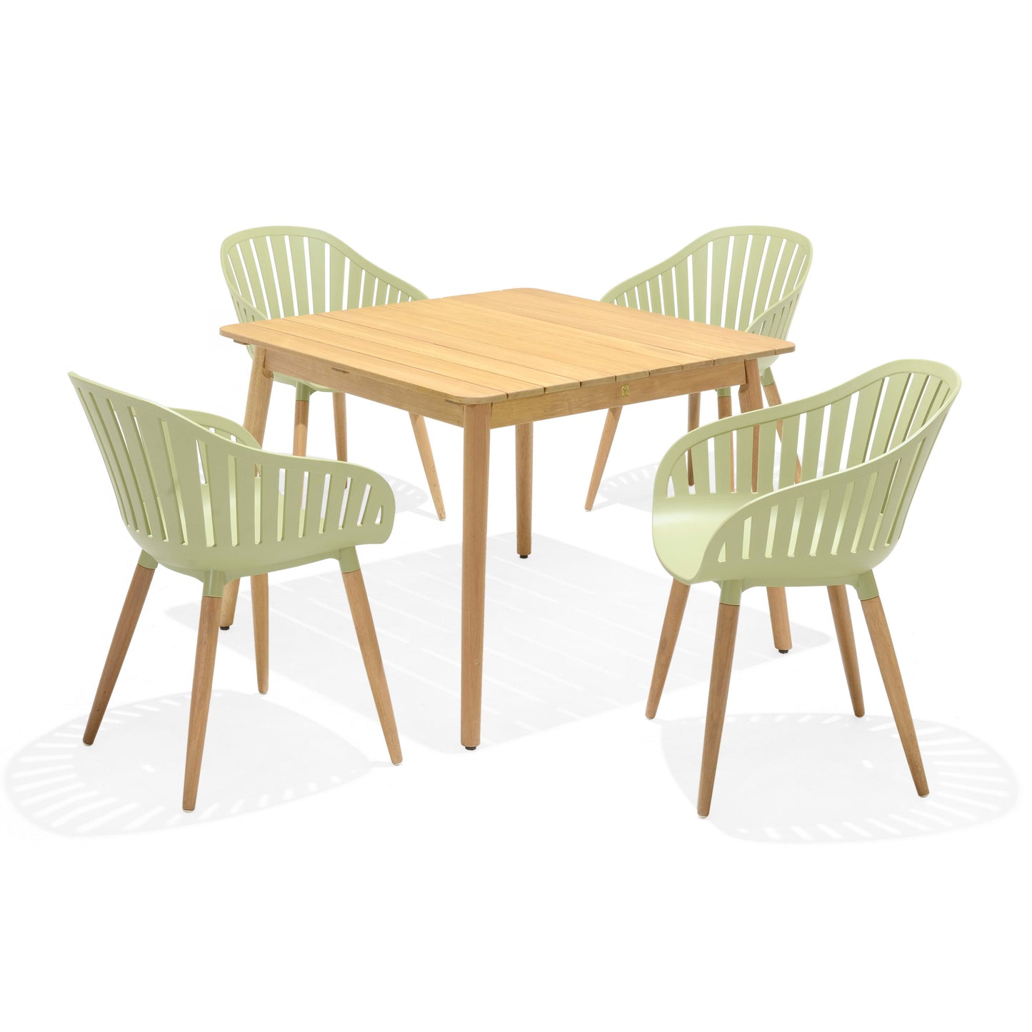 Nassau Social Plastic® Square Dining Table Set (4 Carver Chair)