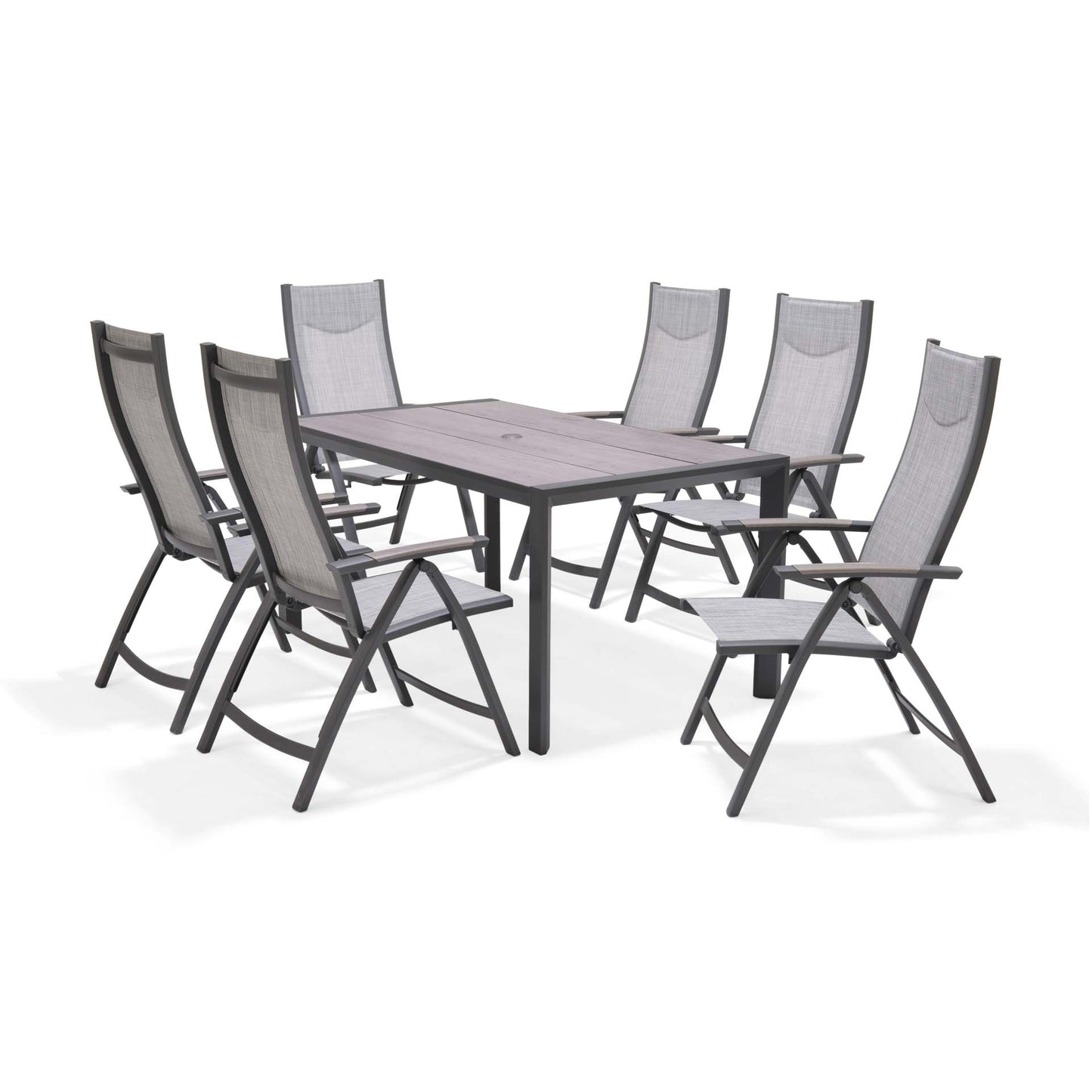 Urbanite Deluxe Dark Dining Set (6 Reclining Chair)